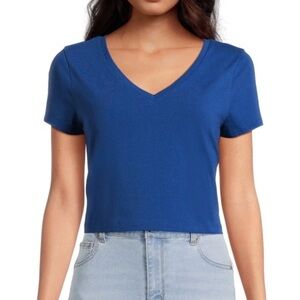 NO BOUNDRIES sapphire blue v-neck cap short sleeve soft stretchy NEW size 2XL